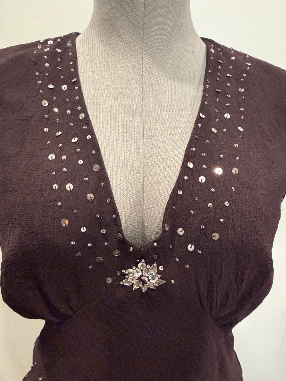 Jessica 2-Piece Beaded Evening Set | Deep plum color| Size 12 - Picture 4 of 10